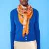 JAYLEY Orange Cashmere Blend Hand Painted Print Wrap