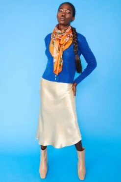 JAYLEY Orange Cashmere Blend Hand Painted Print Wrap -Deals Plain Midis Store jayley orange cashmere blend hand painted print wrap p5213 76235 image