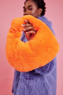 JAYLEY Orange Faux Fur Charlotte Bag