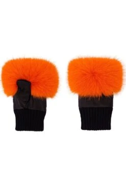 JAYLEY Orange Faux Fur Fingerless Gloves