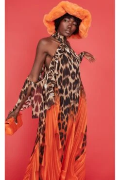 JAYLEY Orange Faux Fur Oversized Hat -Deals Plain Midis Store jayley orange faux fur oversized hat p10869 75918 image