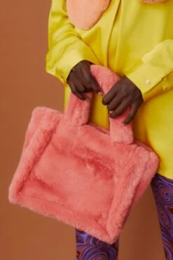 JAYLEY Orange Faux Fur Tote Bag