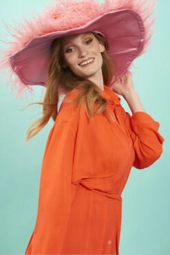 JAYLEY Orange Silk Blend Maxi Shirt Dress -Deals Plain Midis Store jayley orange silk blend maxi shirt dress p12712 88605 image