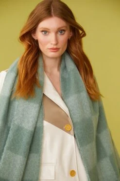 JAYLEY Oversized Cashmere And Wool Scarf With Checkered Print -Deals Plain Midis Store jayley oversized cashmere and wool scarf with checkered print p11752 82018 image