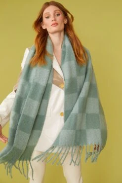 JAYLEY Oversized Cashmere And Wool Scarf With Checkered Print -Deals Plain Midis Store jayley oversized cashmere and wool scarf with checkered print p11752 82021 image