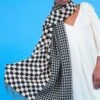 JAYLEY Oversized Checkered Cashmere Scarf With Tassels