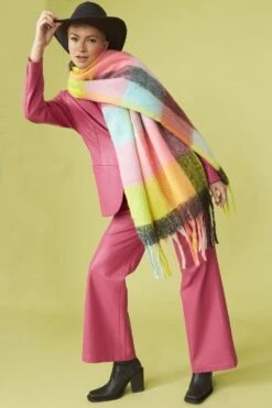 JAYLEY Oversized Multi Coloured Cashmere And Wool Scarf