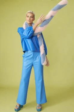 JAYLEY Pink And Purple Faux Fur Barber Style Scarf