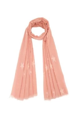 JAYLEY Pink Cashmere And Silk Blend Star Design Scarf Wrap