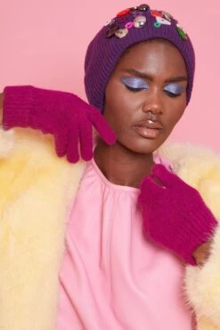 JAYLEY Pink Cashmere Blend Gloves -Deals Plain Midis Store jayley pink cashmere blend gloves p13764 93191 image