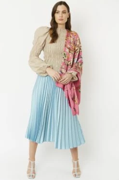 JAYLEY Pink Cashmere Blend Hand Painted Print Wrap -Deals Plain Midis Store jayley pink cashmere blend hand painted print wrap p5215 64389 image