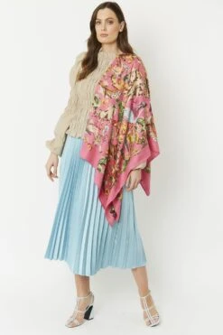 JAYLEY Pink Cashmere Blend Hand Painted Print Wrap -Deals Plain Midis Store jayley pink cashmere blend hand painted print wrap p5215 64392 image
