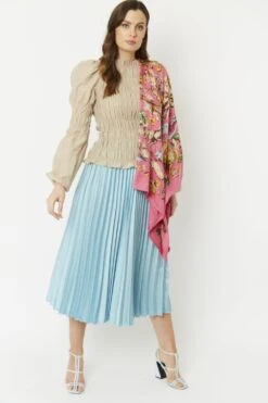 JAYLEY Pink Cashmere Blend Hand Painted Print Wrap -Deals Plain Midis Store jayley pink cashmere blend hand painted print wrap p5215 64394 image