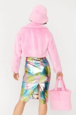 JAYLEY Pink Faux Fur Bucket Hat -Deals Plain Midis Store jayley pink faux fur bucket hat p12324 84664 image