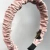 JAYLEY Pink Faux Leather Ruched Headband