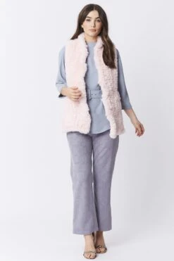 JAYLEY Pink Hand Knitted Faux Fur Gilet -Deals Plain Midis Store jayley pink hand knitted faux fur gilet p3969 58742 image