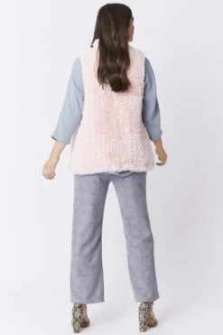 JAYLEY Pink Hand Knitted Faux Fur Gilet -Deals Plain Midis Store jayley pink hand knitted faux fur gilet p3969 58745 image