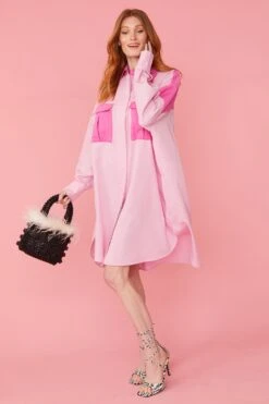JAYLEY Pink Kate Shirt Dress -Deals Plain Midis Store jayley pink kate shirt dress p12207 84201 image