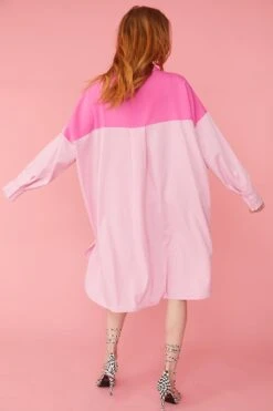 JAYLEY Pink Kate Shirt Dress -Deals Plain Midis Store jayley pink kate shirt dress p12207 84203 image