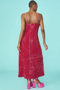 JAYLEY Pink Maxi Sequin Cami Dress -Deals Plain Midis Store jayley pink maxi sequin cami dress p12912 87491 image