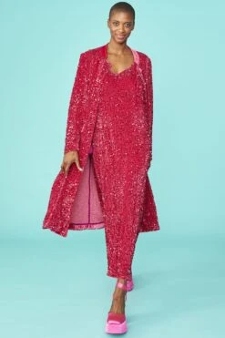 JAYLEY Pink Maxi Sequin Cami Dress -Deals Plain Midis Store jayley pink maxi sequin cami dress p12912 87492 image