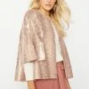 JAYLEY Pink Snake Print Faux Suede Cape