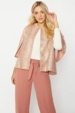 JAYLEY Pink Snake Print Faux Suede Cape -Deals Plain Midis Store jayley pink snake print faux suede cape p6522 71532 image