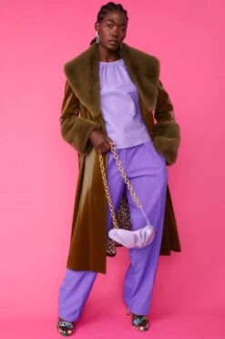 JAYLEY Purple Charlotte Leather Bag -Deals Plain Midis Store jayley purple charlotte leather bag p8413 77665 image