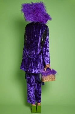 JAYLEY Purple Crushed Velvet Blazer Dress With Sequin Tassels -Deals Plain Midis Store jayley purple crushed velvet blazer dress with sequin tassels p13510 91557 image