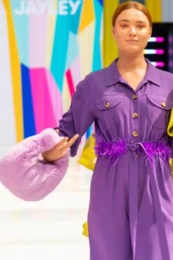 JAYLEY Purple Faux Fur Charlotte Bag