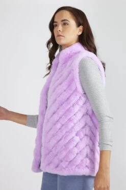 JAYLEY Purple Faux Fur Faux Suede Diagonal Stripe Gilet -Deals Plain Midis Store jayley purple faux fur faux suede diagonal stripe gilet p3892 58466 image