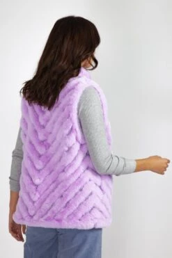 JAYLEY Purple Faux Fur Faux Suede Diagonal Stripe Gilet -Deals Plain Midis Store jayley purple faux fur faux suede diagonal stripe gilet p3892 58467 image