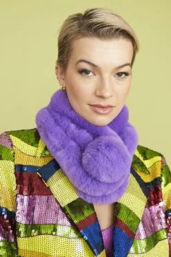 JAYLEY Purple Faux Fur Scarf