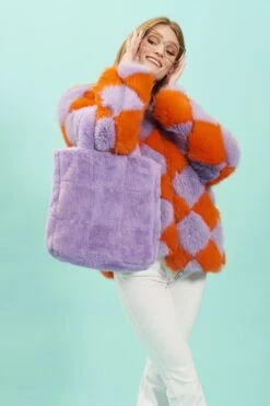 JAYLEY Purple Faux Fur Tote Bag