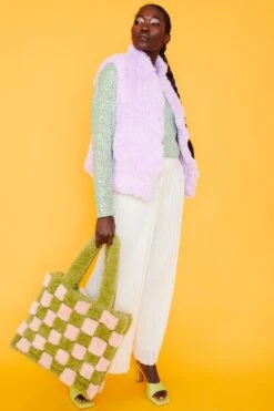 JAYLEY Purple Hand Knitted Faux Fur Gilet -Deals Plain Midis Store jayley purple hand knitted faux fur gilet p3761 76116 image