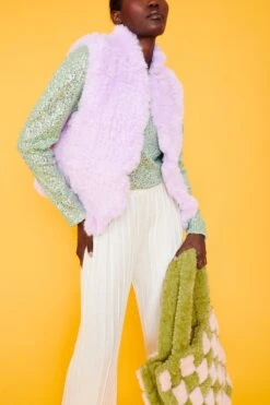 JAYLEY Purple Hand Knitted Faux Fur Gilet -Deals Plain Midis Store jayley purple hand knitted faux fur gilet p3761 76118 image