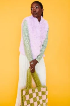 JAYLEY Purple Hand Knitted Faux Fur Gilet -Deals Plain Midis Store jayley purple hand knitted faux fur gilet p3761 76119 image