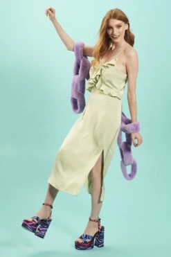 JAYLEY Purple Handcraft Faux Fur Chain Scarf