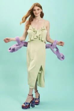 JAYLEY Purple Handcraft Faux Fur Chain Scarf -Deals Plain Midis Store jayley purple handcraft faux fur chain scarf p12729 86216 image