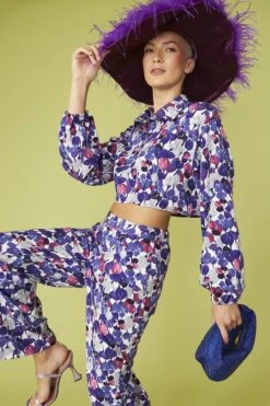 JAYLEY Purple Ostrich Feather Flapper Oversized Hat