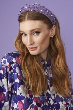 JAYLEY Purple Padded Sequin Headband