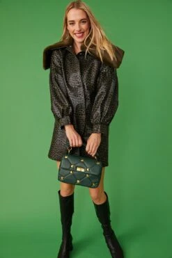 JAYLEY Quilted Green Eco Leather Clutch Bag With Chain Strap -Deals Plain Midis Store jayley quilted green eco leather clutch bag with chain strap p11812 82447 image