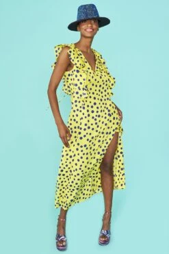 Deals Plain Midis Store -Deals Plain Midis Store jayley rayon polka dot ruffled mid parma dress p12680 85908 image