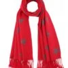 JAYLEY Red Cashmere And Silk Blend Reversible Star Scarf