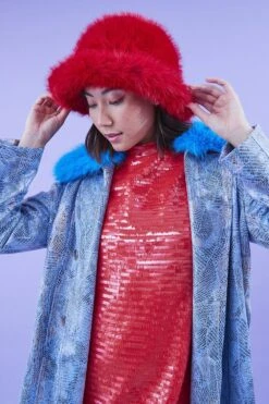 JAYLEY Red Eco Bamboo Bucket Hat -Deals Plain Midis Store jayley red eco bamboo bucket hat p14351 94749 image