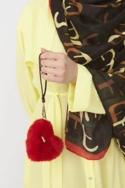 JAYLEY Red Faux Fur Micro Love Heart Bag