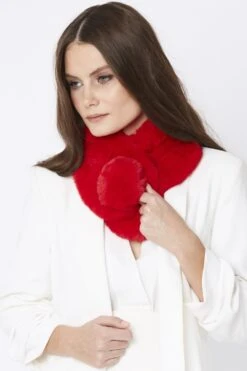 JAYLEY Red Faux Fur Scarf -Deals Plain Midis Store jayley red faux fur scarf p10494 54757 image