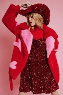 JAYLEY Red Sequin Handmade Flapper Hat