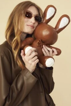 JAYLEY Rhinestone Rabbit In Chocolate Leather