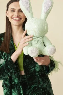 JAYLEY Rhinestone Rabbit In Mint Green -Deals Plain Midis Store jayley rhinestone rabbit in mint green p13233 89660 image